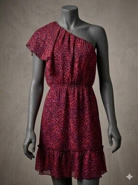 Anna Sui Silk Printed Georgette Off The Shoulder With Ruffle Details Size 10
